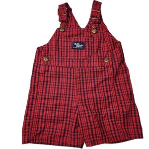 Vintage Baby Bgosh Vestbak Red Blue Overalls Shorts Size 18M